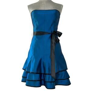 Vintage ROBERTA Baby Doll Dress Strapless Sz 9/10 (runs small) Holographic Blue